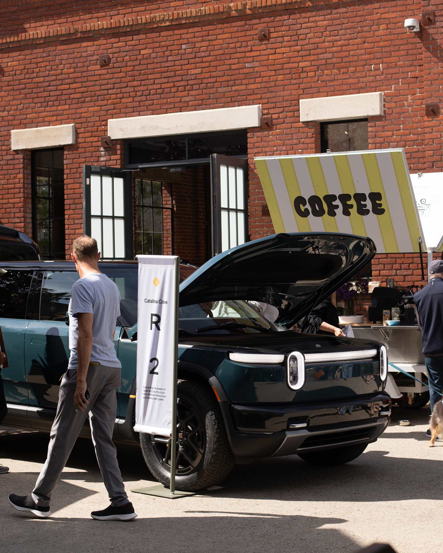 Rivian R2 on display at the block party activation